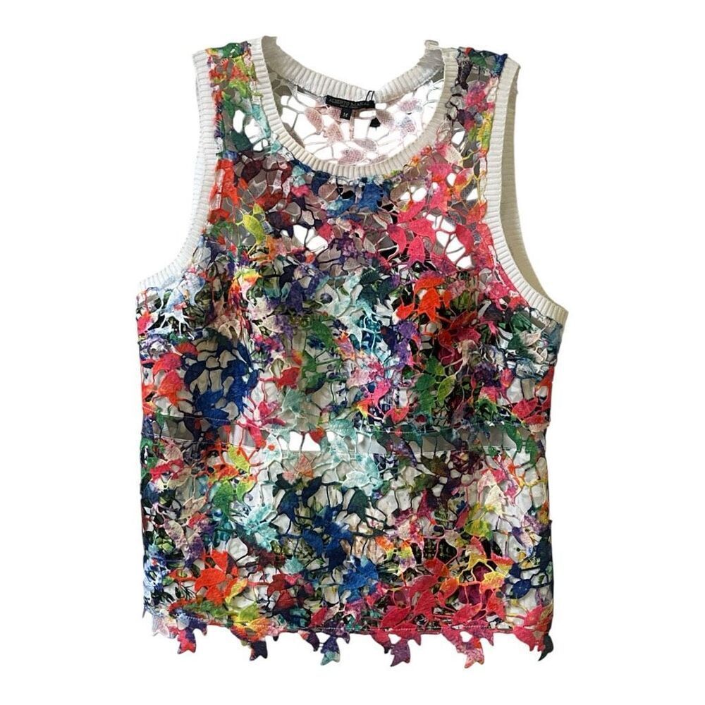 Alberto Makali cut out style top multi color Medium NWT